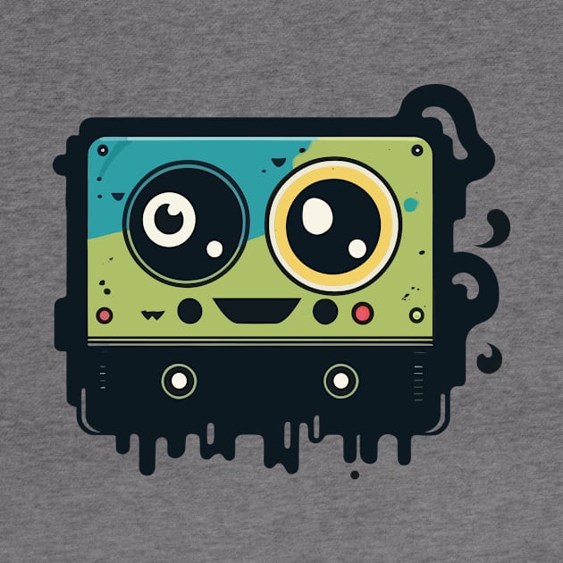 Tape Cassette Cute Kawaii Happy Monster by ORENOB